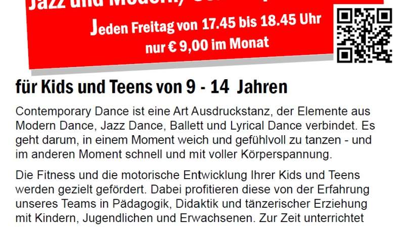 Jazz und Modern/Contemporary (JMC) Kids und Teens von 9 - 14  Jahren  