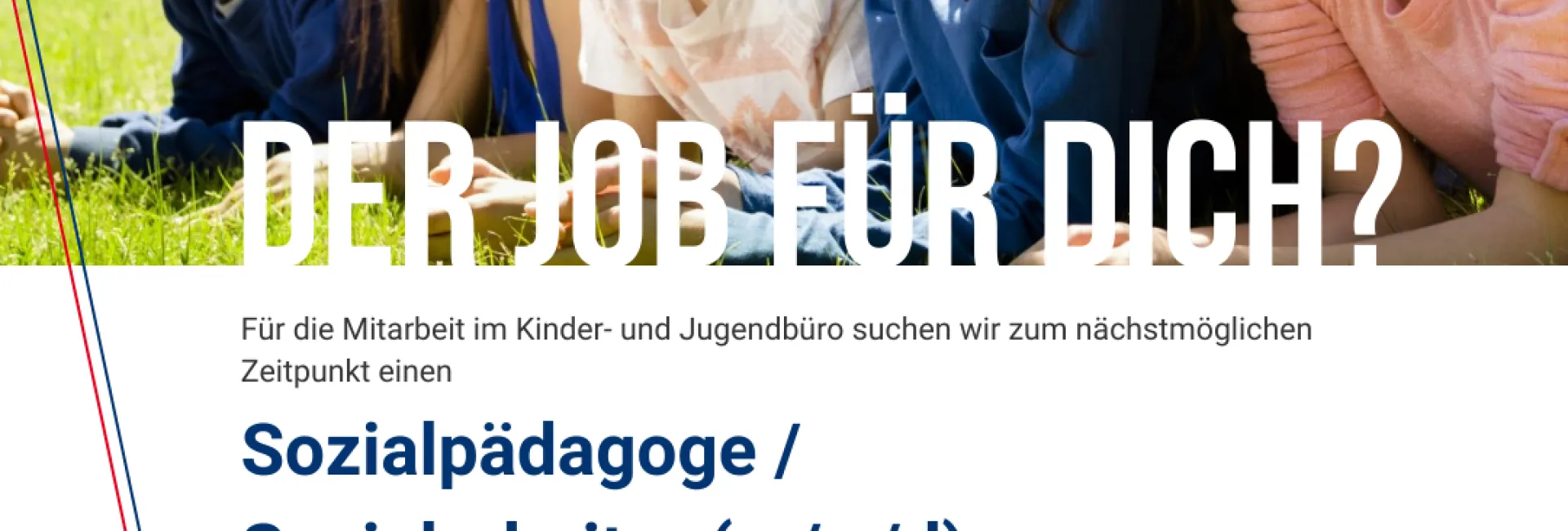 Sozialpädagoge / Sozialarbeiter im Bereich „Kinder- und Jugendförderung“ (m/w/d)